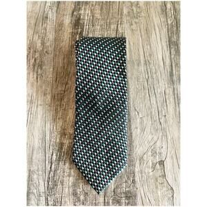 Countess Mara Mens Tie Silk Blue Geometric Necktie 58x3.75” USA Professional